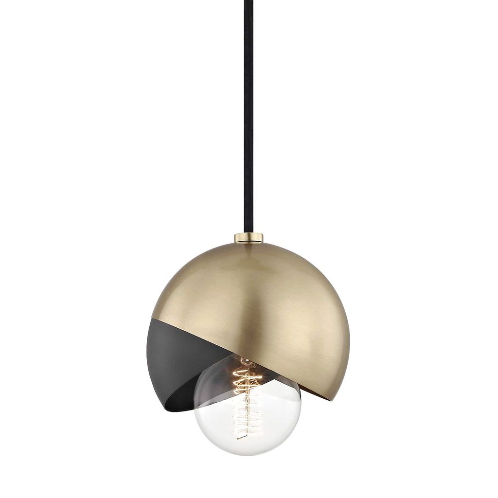 Black and Brass Rounded Pendant Light