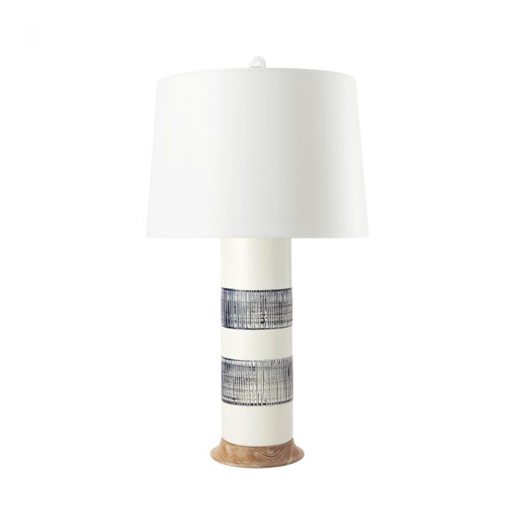 Blue & White Stripped Column Table Lamp