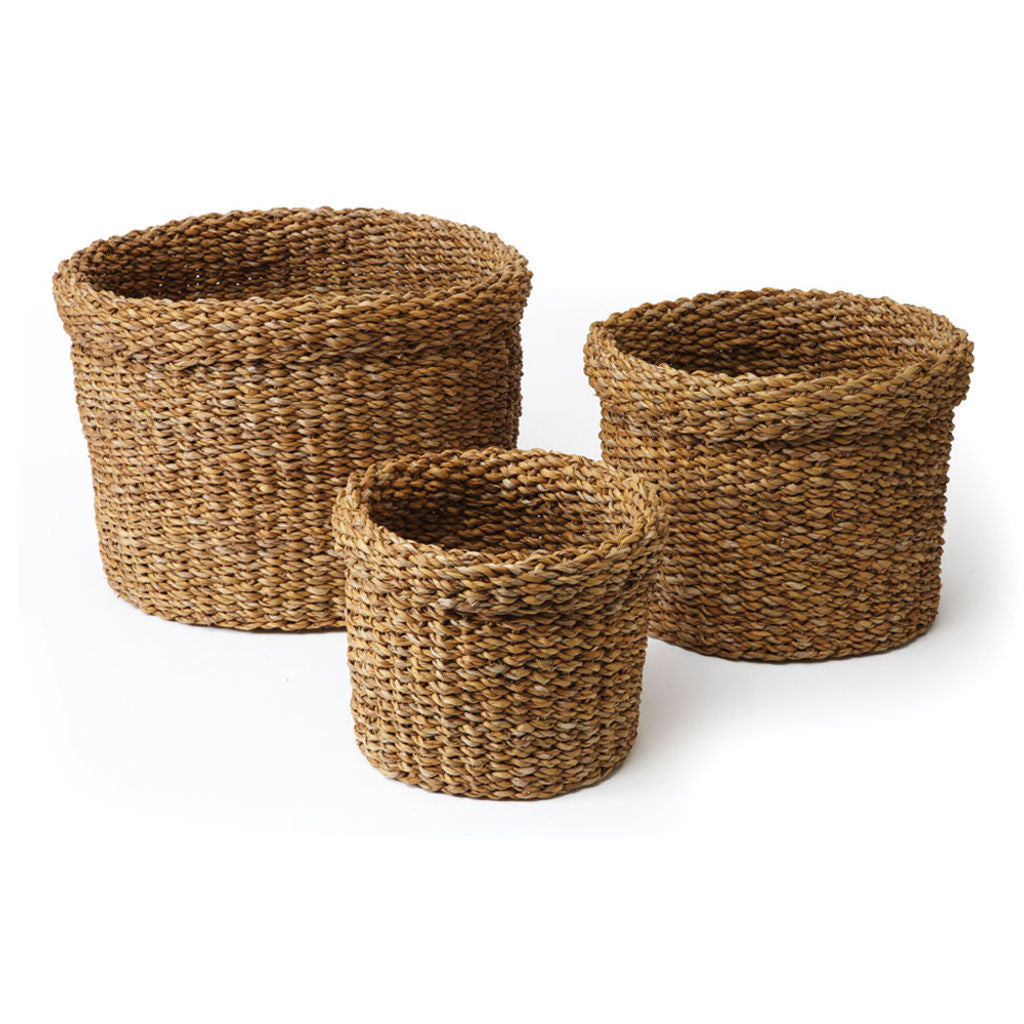 Trio of Cuffed Round Baskets