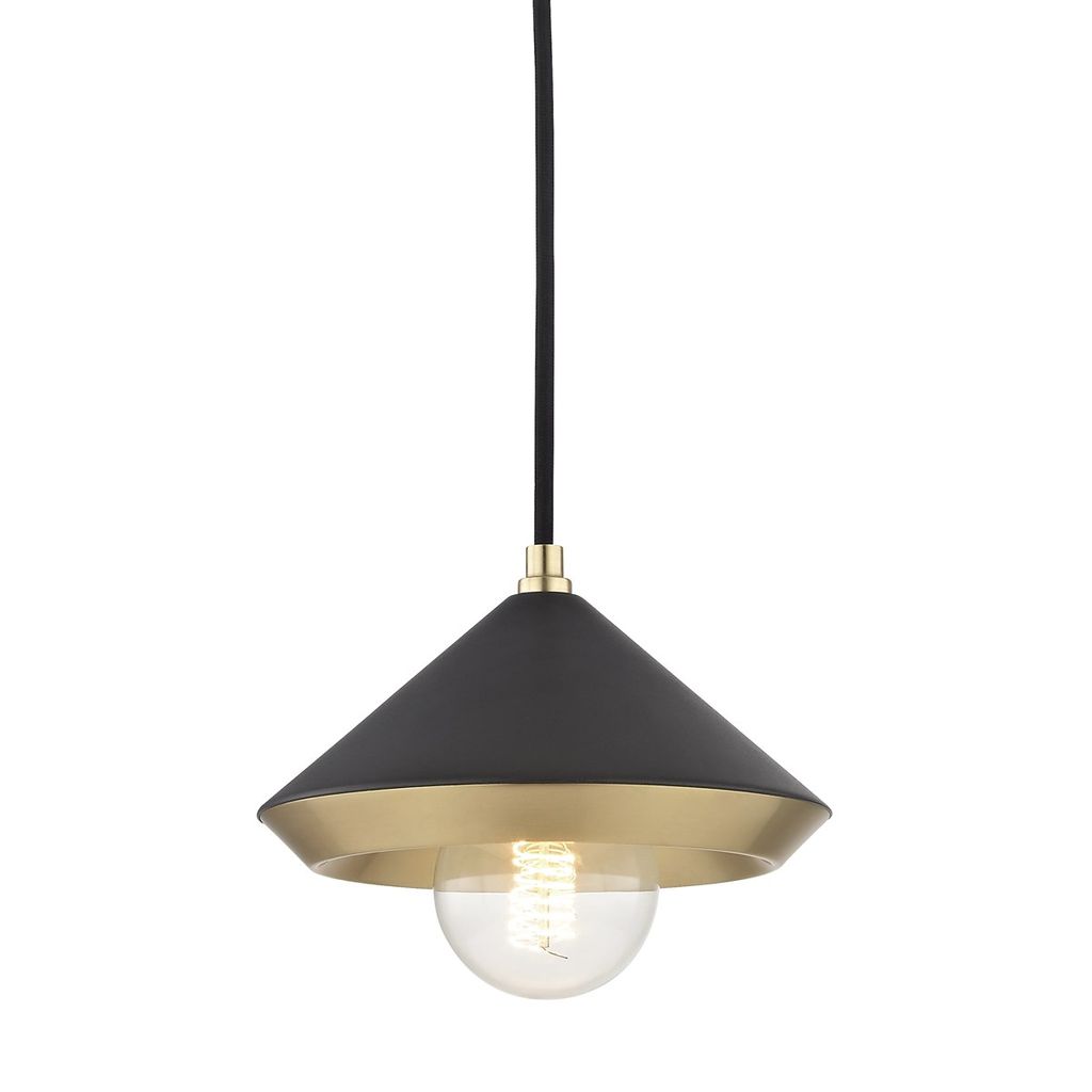 Black and Brass Small Triangle Pendant Light